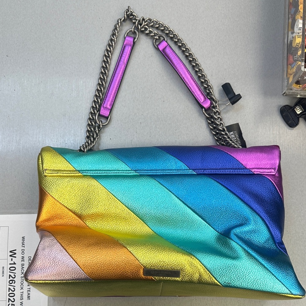 Kurt Geiger Rainbow Striped Shoulder Bag - Picture 2 of 9